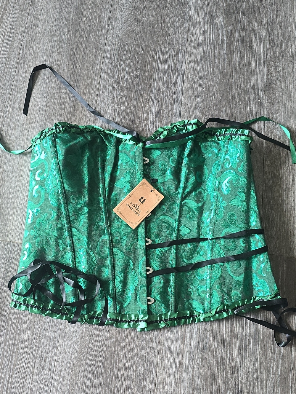 Emerald Brocade Waist Corset - Unbranded